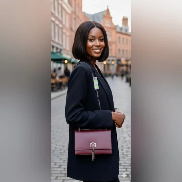 Badgley Mischka Monogram Tassel Crossbody - Wine Burgundy Red NWT - Picture 1 of 9